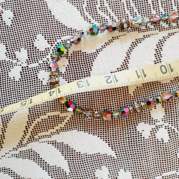 Vintage Aurora Borealis Beaded Necklace with rhinestones - Picture 10 of 10